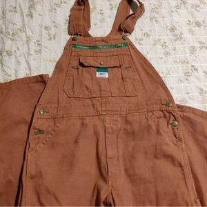 Liberty Brown Overalls with Green Accents